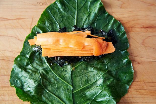 Collard Roll Ups with Coconut Curry Kale