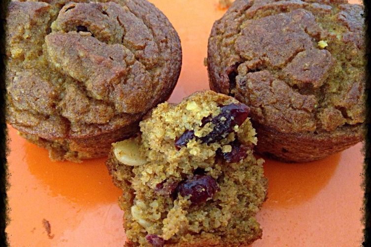 Carrot Cinnamon Brown rice Sugar-free Muffins with Almonds &amp; Dried Cranberries