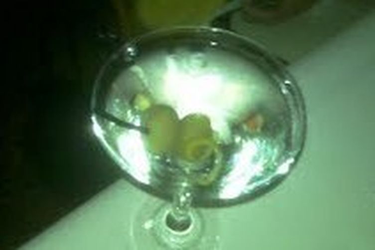 Citrus and olive martini