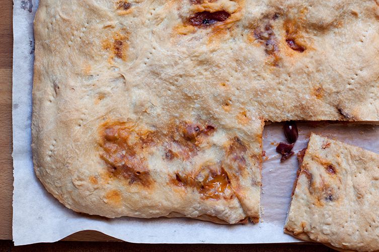 Pizza Rustica (Focaccia Filled with Tomato, Onions &amp; Olives)