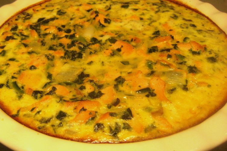 Salmon, Dill, and Greens Quiche with Cornmeal Crust