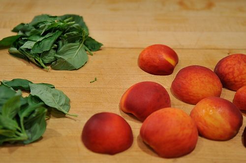 Peaches Poached with Basil