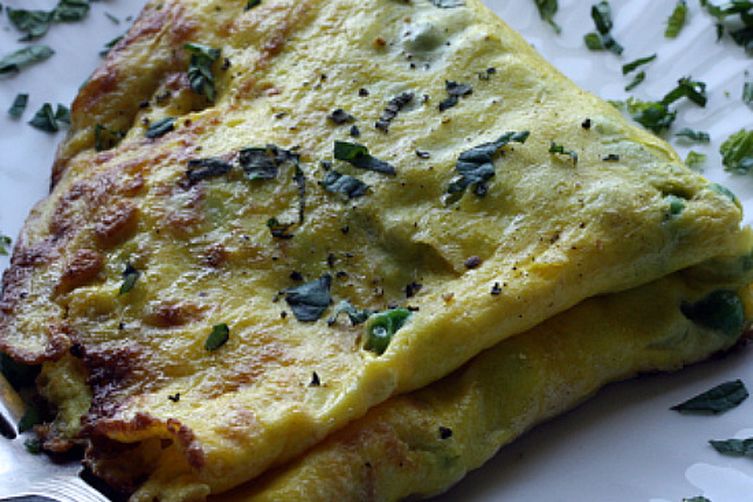 Petite Pea Omelet with Mint and Mascarpone