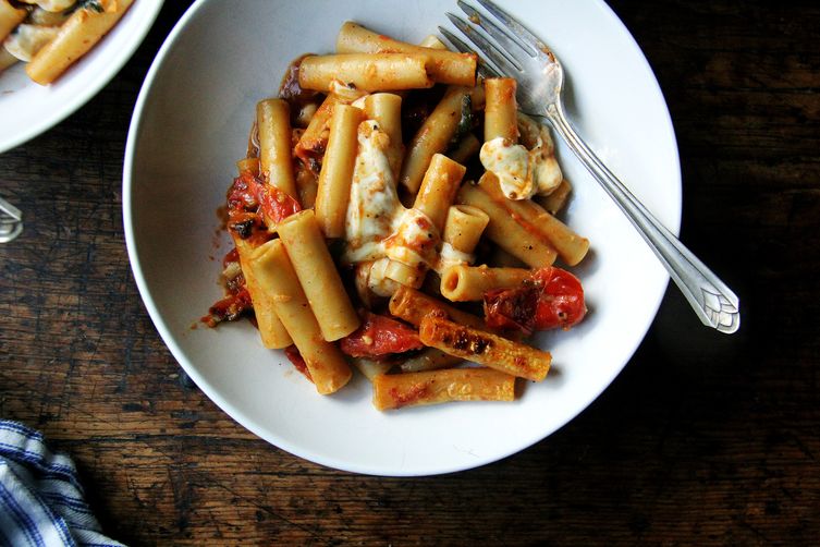 One-Pan Skillet-Baked Ziti with Burst Tomato Sauce