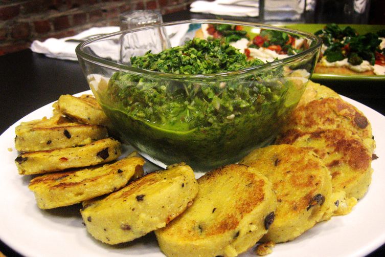 Grilled Polenta with Ramp Chimichurri