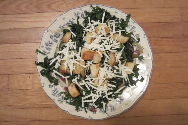 Caesar-Style Kale Salad with Roasted Onions and Ricotta Salata