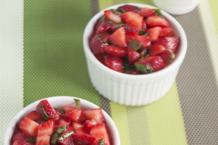 Lemon Basil Panna Cotta with Strawberries