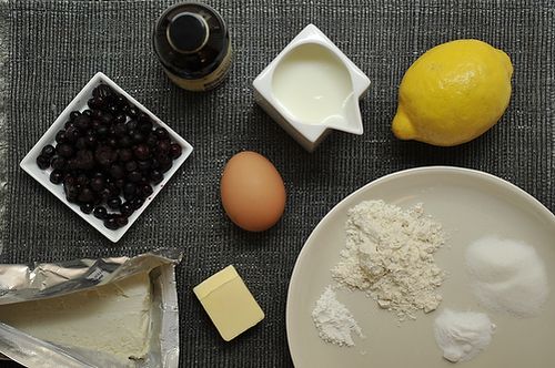 Lemony Cream Cheese Pancakes with Blueberries