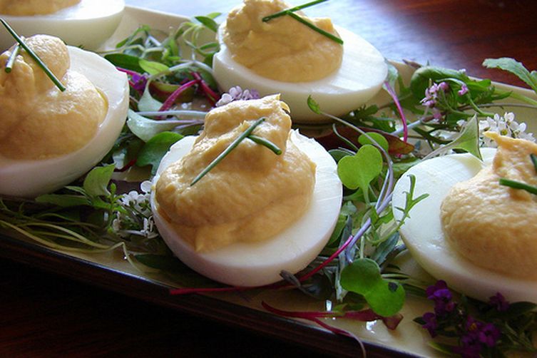 Smoked Trout Deviled Eggs