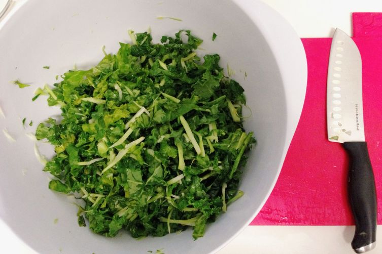 5-Ingredient Broccoli Stem and Kale Salad with Toasted Hazelnuts: