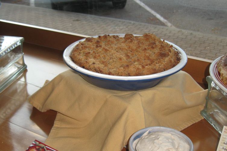 Mixed Apple Pie with Hazelnut Crumb Crust and Maple Cream