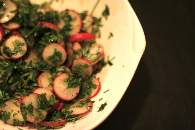 Radish and Parsley Salad with Sourdough Toasts