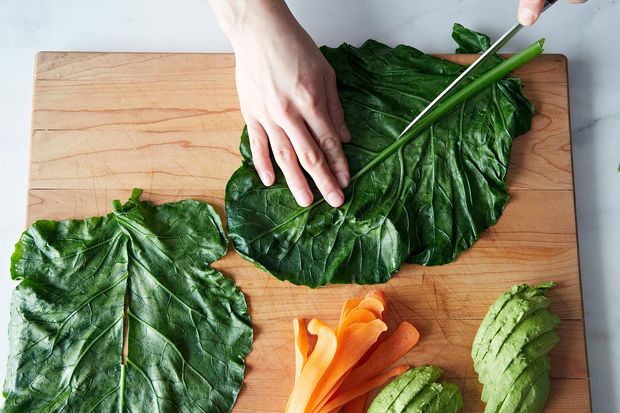 Collard Roll Ups with Coconut Curry Kale