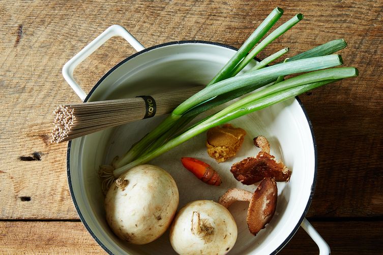 Turmeric-Miso Soup with Shiitakes, Turnips, and Soba Noodles