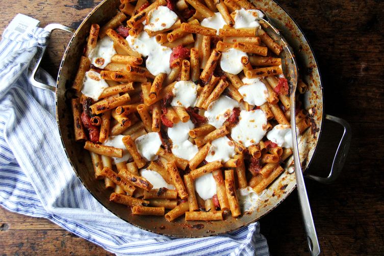 One-Pan Skillet-Baked Ziti with Burst Tomato Sauce