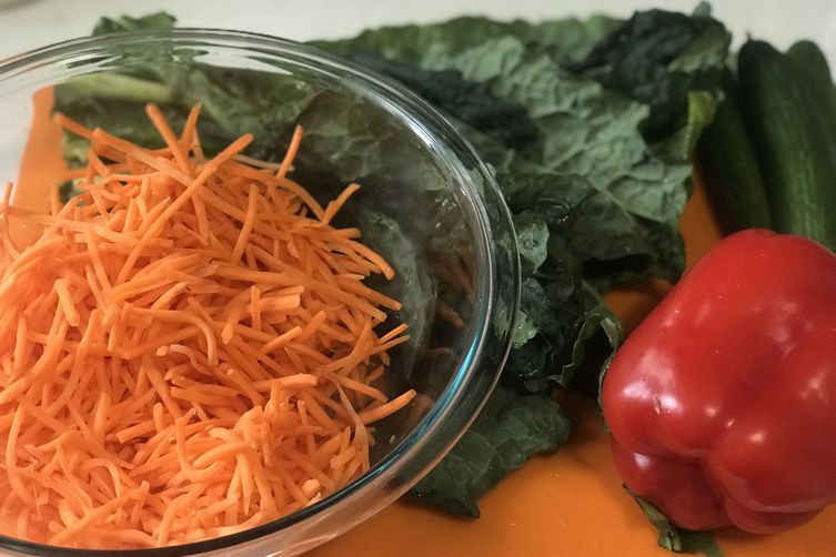 Fresh Rainbow Salad with Thai Coconut Almond Butter Dressing