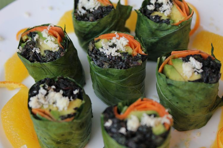 Collard Roll Ups with Coconut Curry Kale