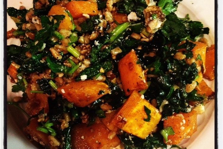 Kale and Farro Salad with Butternut Squash