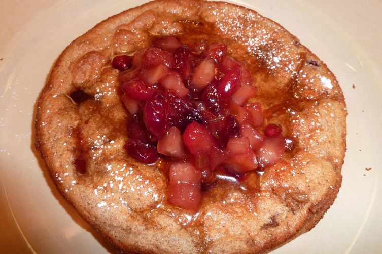 Cranberry Spiced Pancake Souffle with a Cranberry Apple Maple Compote
