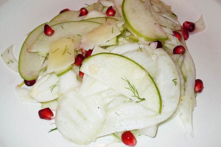 Salty Sweet Apple Fennel Salad with Pomegranate Seeds