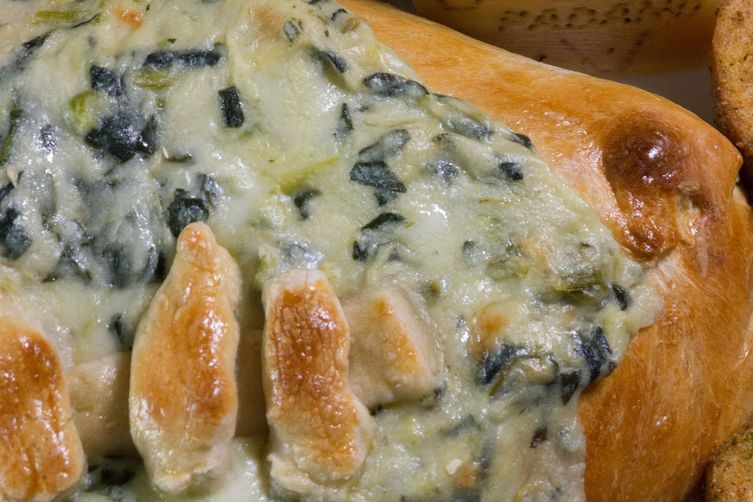 Super Bowl Bread Bowl with Creamy Grana Padano Kale Dip