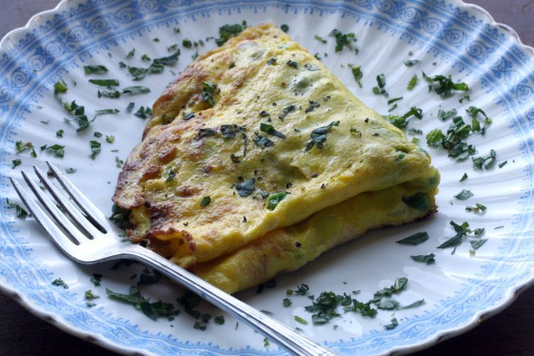 Petite Pea Omelet with Mint and Mascarpone