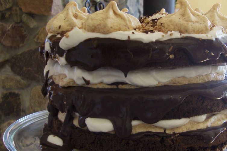 Chocolate Celebration Cake with Pecan Meringues