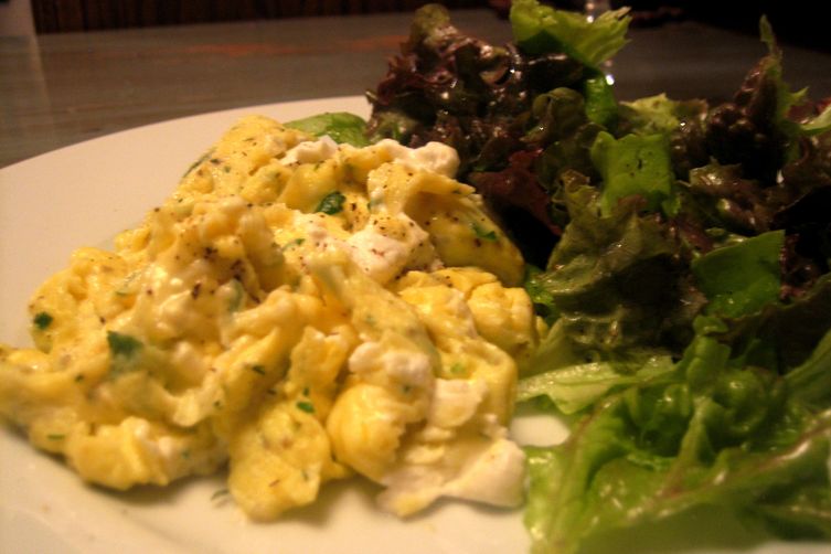 Fluffy Herbed Eggs with a Soft Green Salad