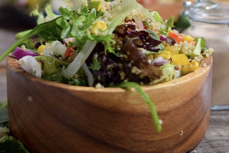 Quinoa Black Bean Summer Salad with Tahini Dressing