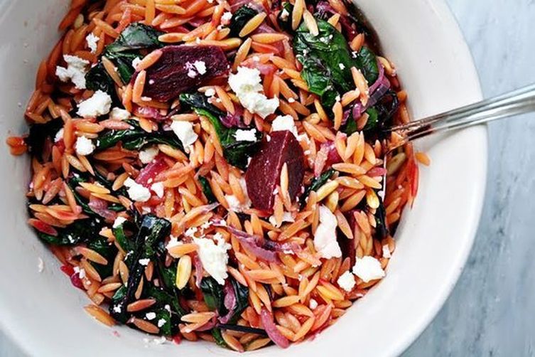 Warm Orzo Salad with Beets &amp; Greens