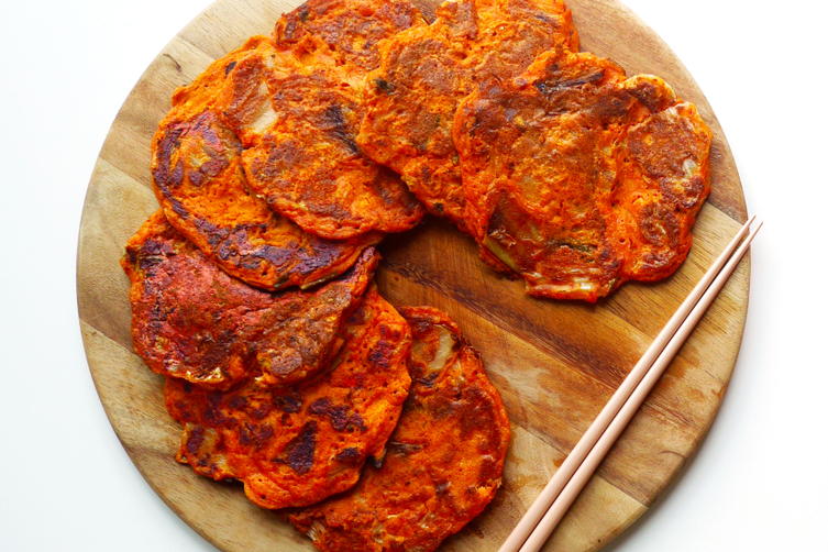 Hangover breakfast - Kimchi and Barley pancakes