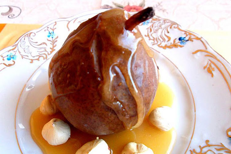 Salt-Roasted Pears and Apples with Caramel Sauce