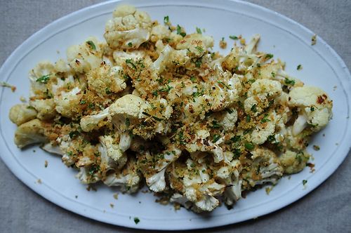 Roasted Cauliflower with Gremolata Bread Crumbs