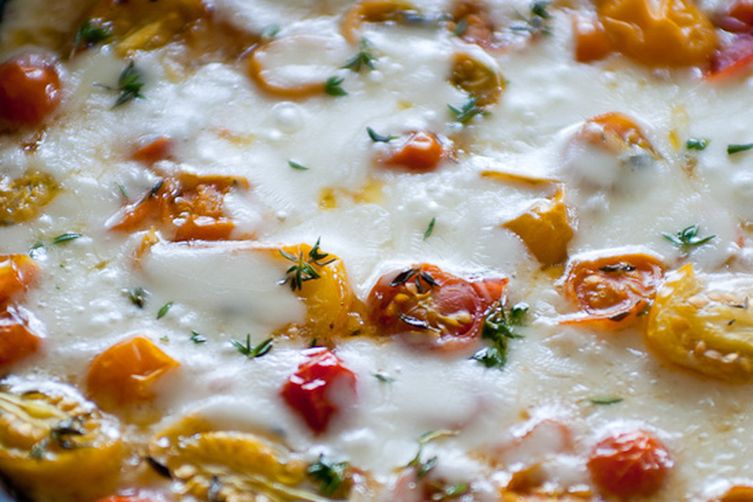 Roasted Sungold and Pear Tomatoes with Fontina and Thyme