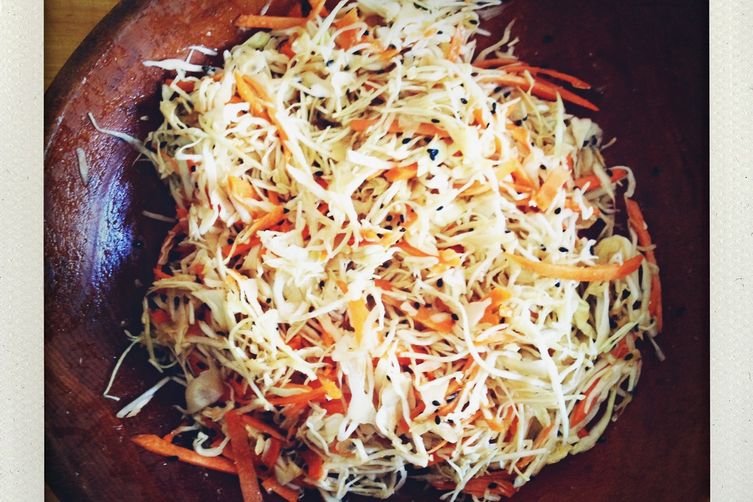Crunchy Cabbage Salad with Miso-Ginger Dressing