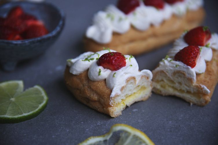 Gluten-free lemon earl grey eclairs