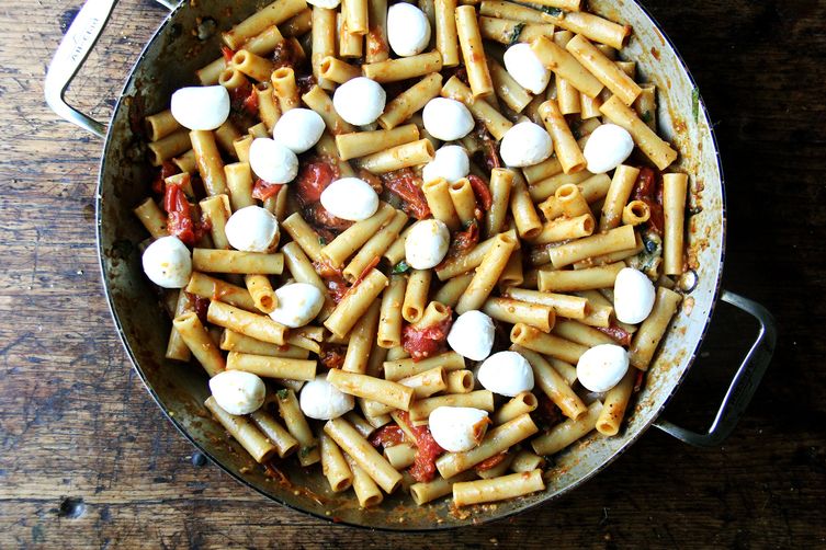 One-Pan Skillet-Baked Ziti with Burst Tomato Sauce