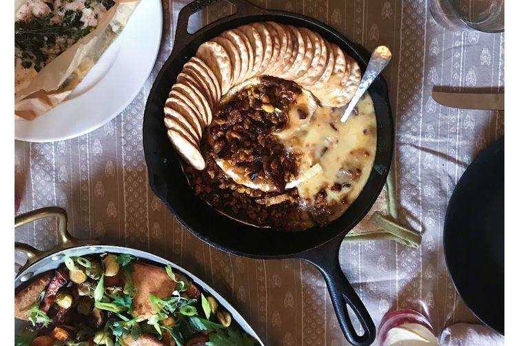 Baked Brie with Roasted Nuts and Figs