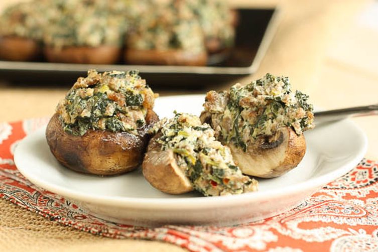 Sausage, Spinach &amp; Cheese Stuffed Mushrooms