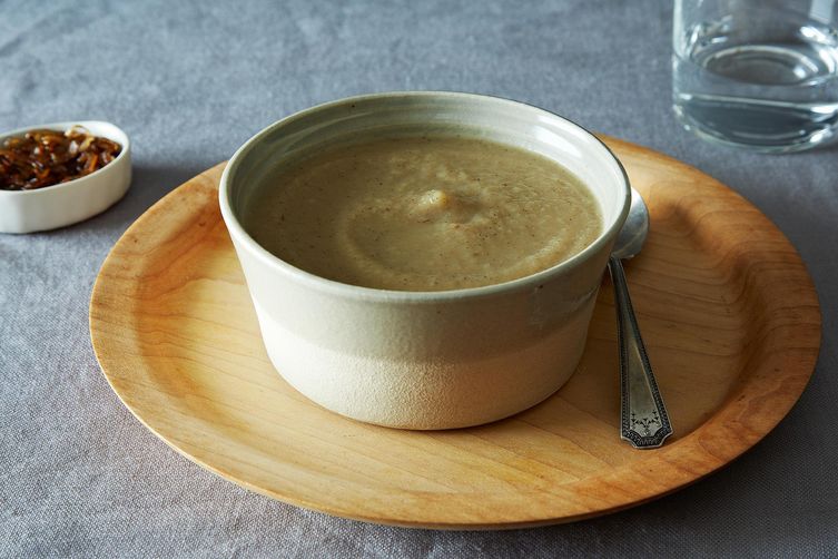 Pureed Parsnip and Cardamom Soup with Caramelized Shallots