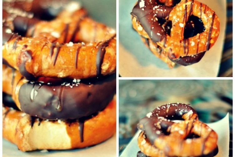 Chocolate Dipped Bavarian Pretzels with Salted Caramel Drizzle