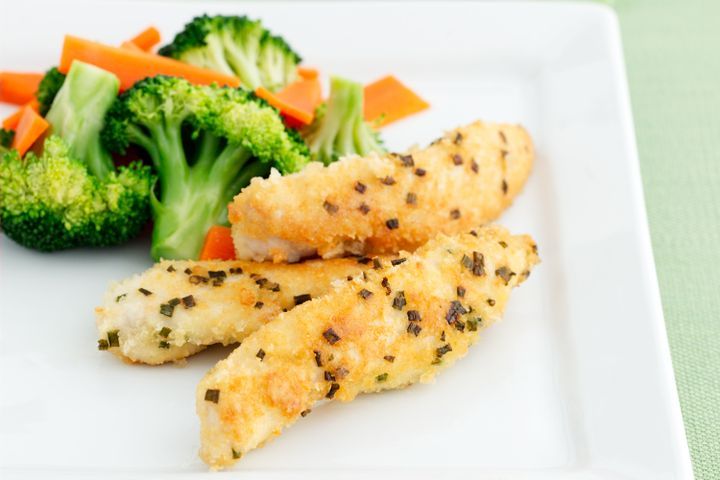 Parmesan-crumbed chicken with sweet chilli mayo