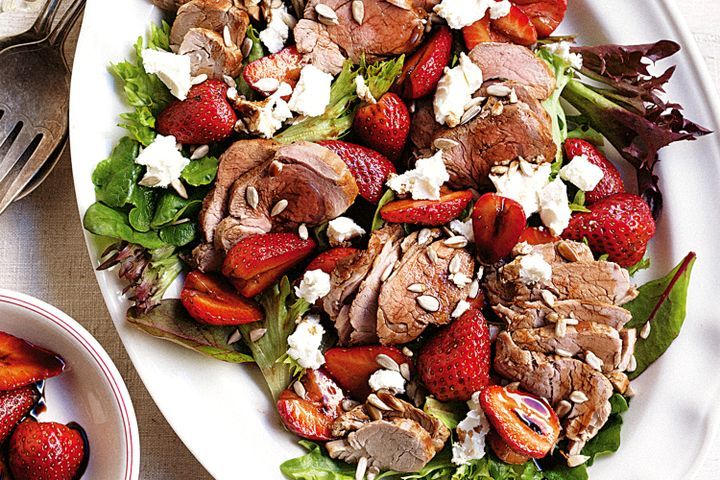 Pork and strawberry salad