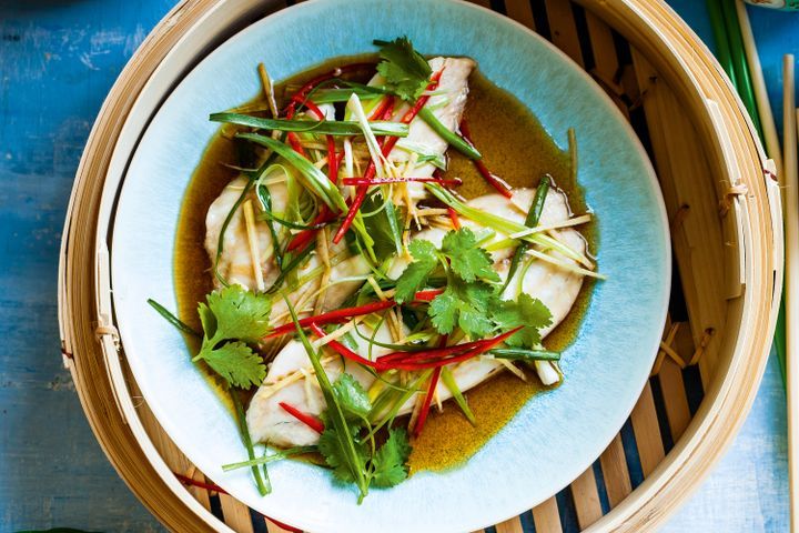 Steamed sea bream with spring onion and ginger