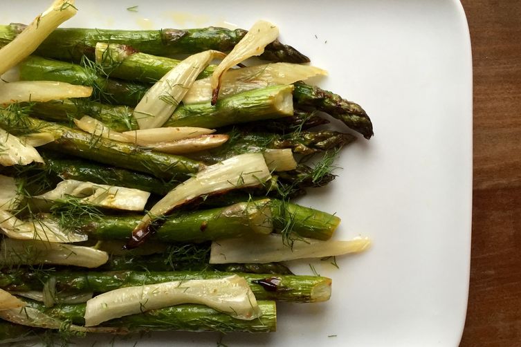 Roasted Asparagus and Fennel with Charred Lime