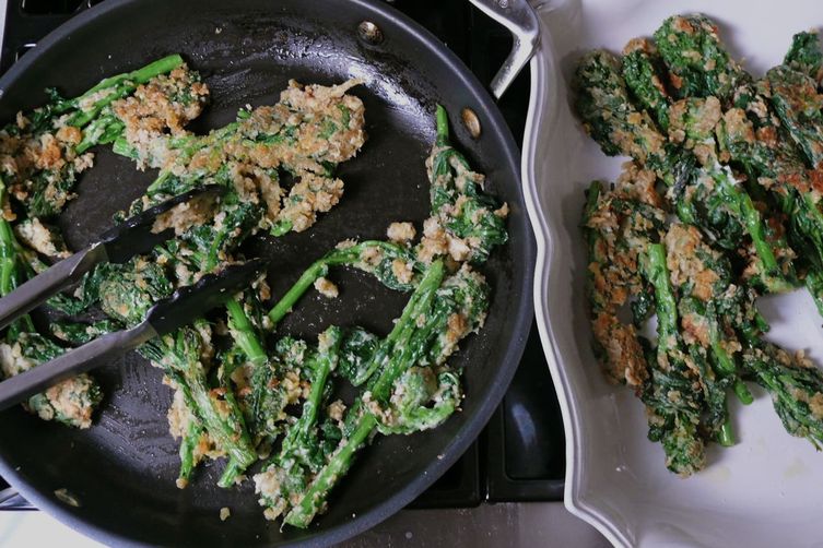 porcini-fried rapini (broccoli rabe)