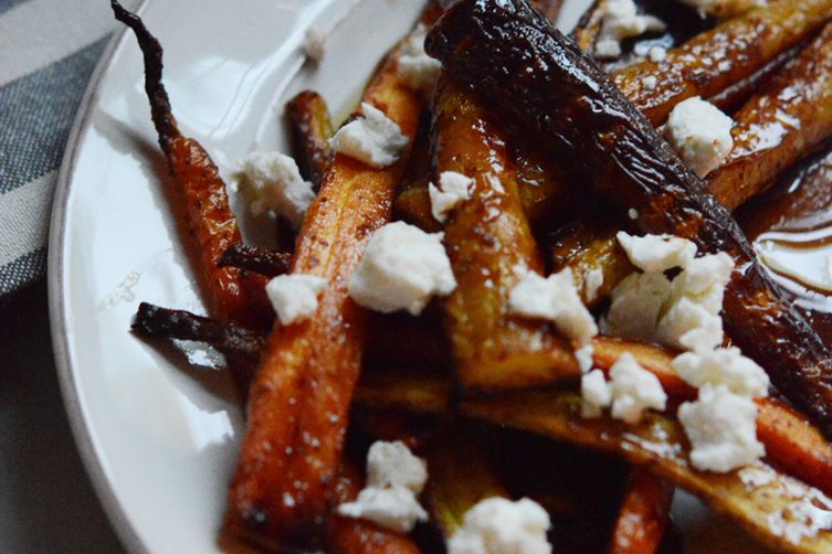 Roasted Carrots with Balsamic + Maple Syrup Reduction