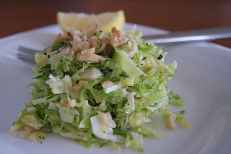Shredded Brussels Sprouts with Walnut Oil