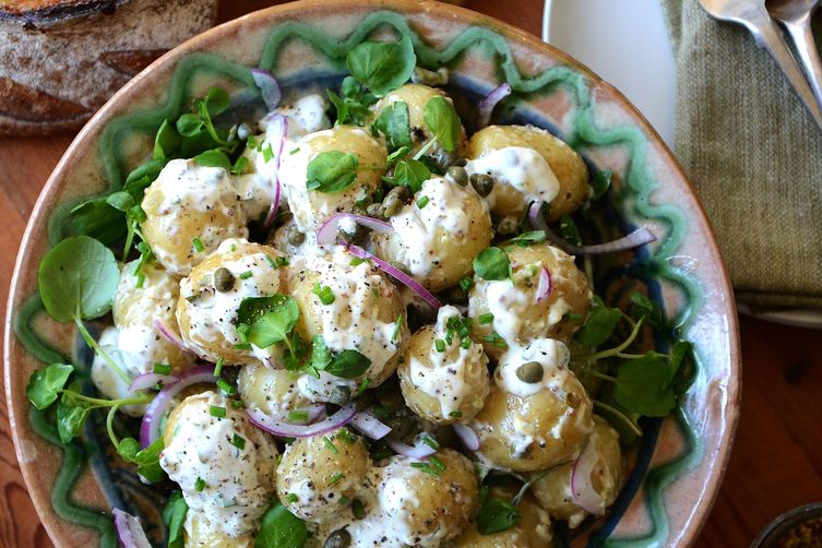 Potato Salad with Garlcky Herb Dressing