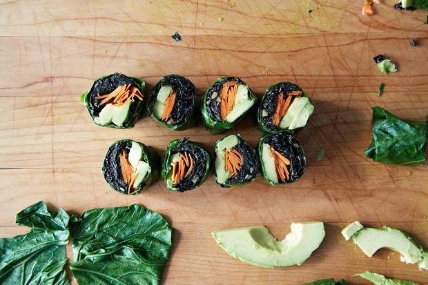 Collard Roll Ups with Coconut Curry Kale